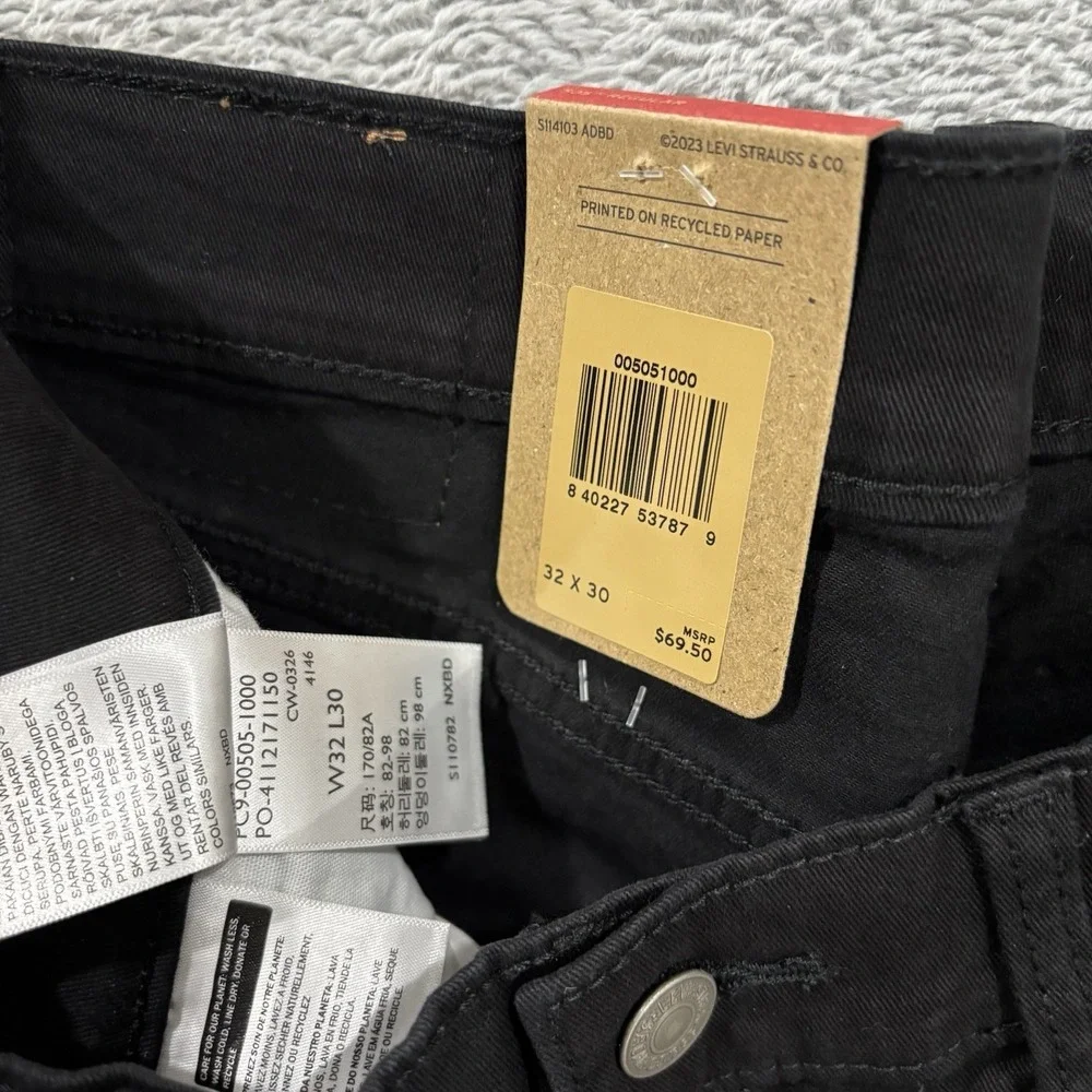 Levi's 505 Jeans Mens 32x30 Straight Mid Rise Premium Soft Twill Normcore Black